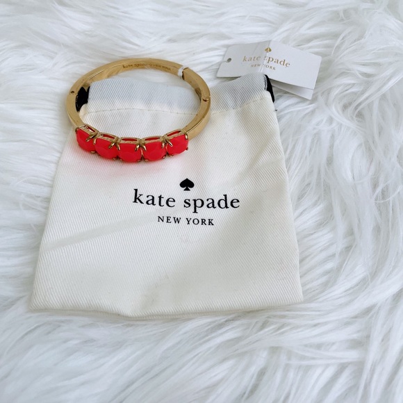 kate spade Jewelry - Kate Spade Gold Squared Away Bracelet Coral Gems